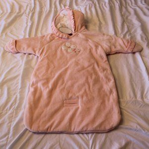 NWT - Koala Baby Pink Velour 3-6 Months Sleeper Suit- Fitted for Car Seat Travel
